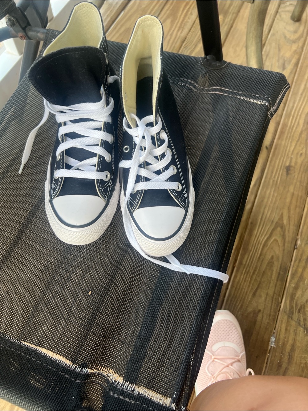 Kids High-Top Canvas Sneakers in Black and White